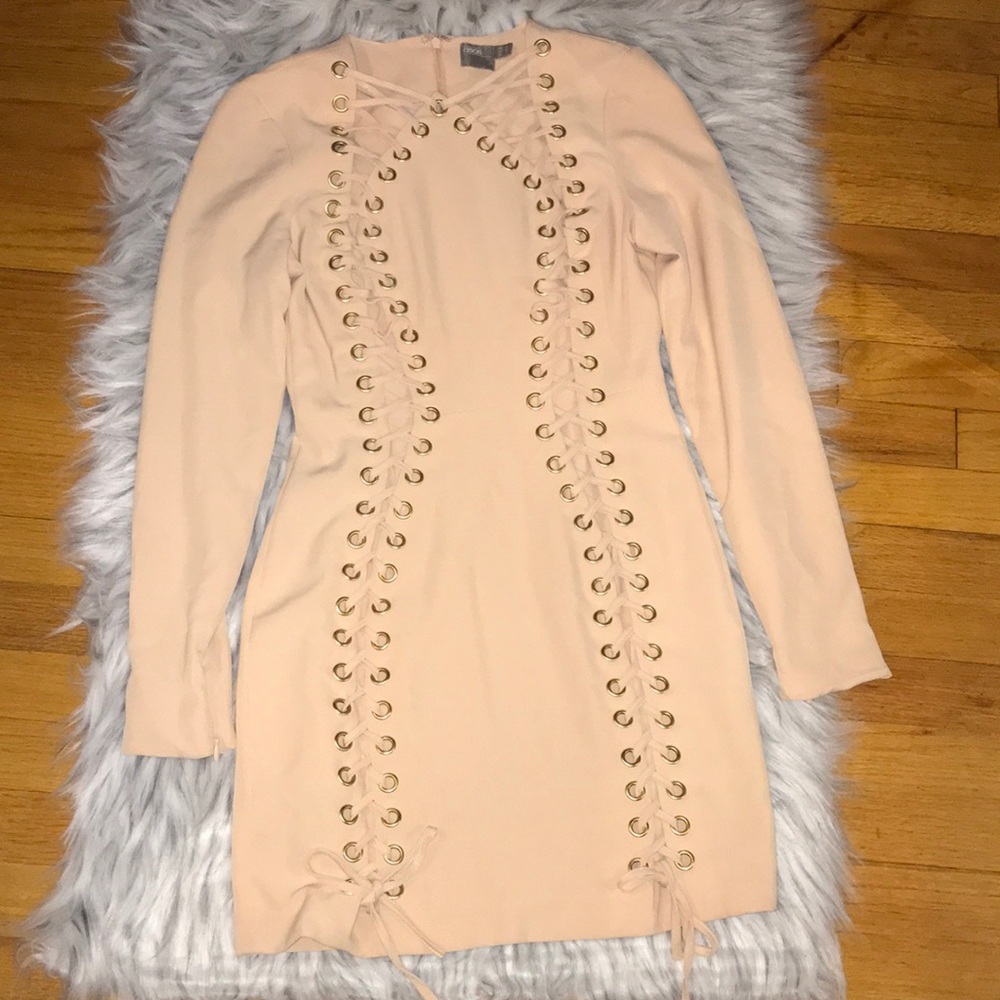ASOS lace up nude dress